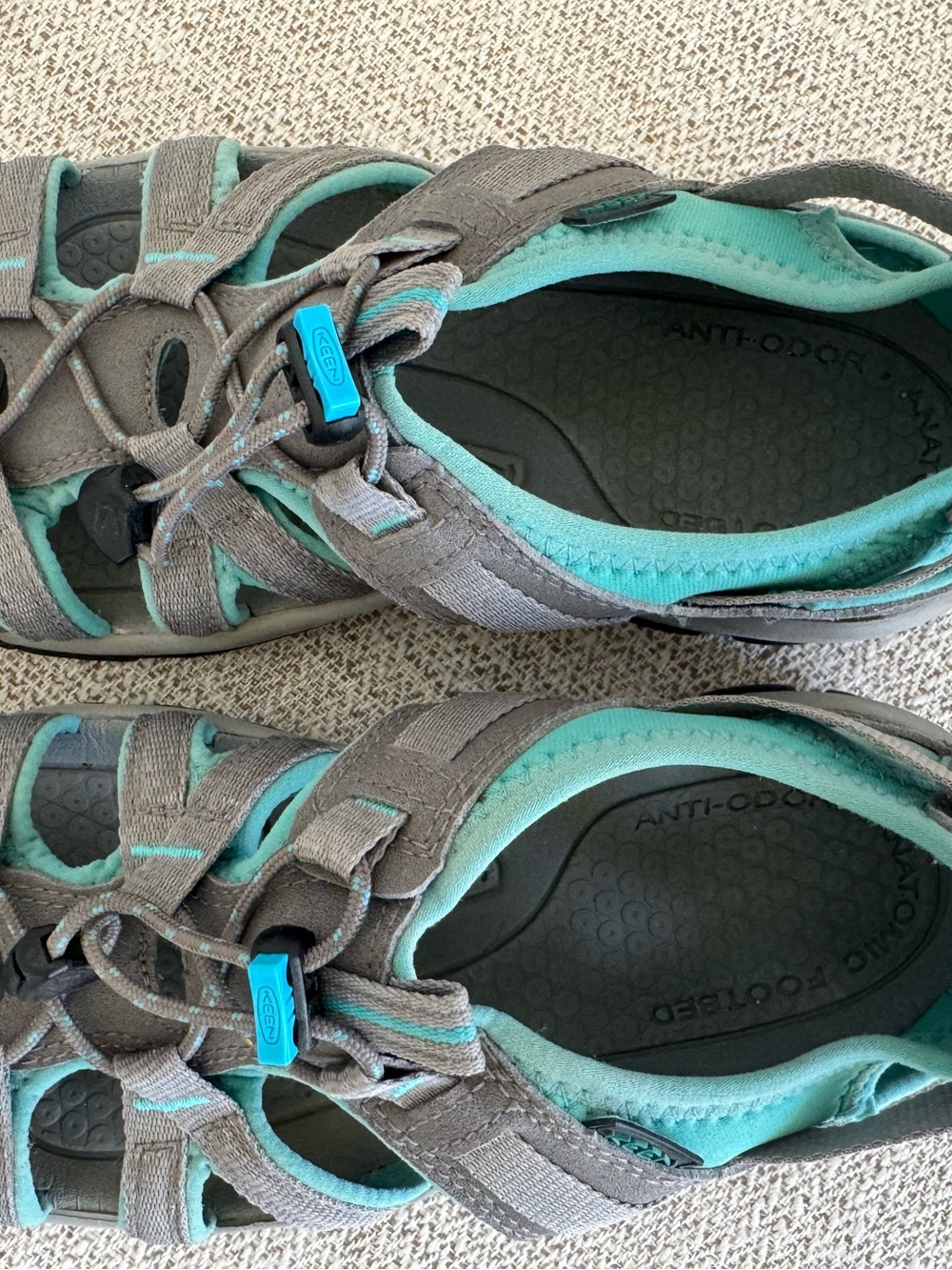 KEEN Whisper Waterproof Hiking Sandals Gray Teal Blue Size 9 - Picture 3 of 11